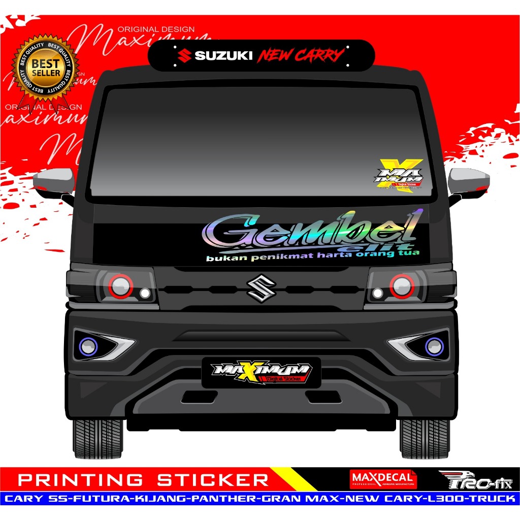 Sticker Cutting Gembel Elit / Sticker Cutting Kabin Depan / Sticker Kaca Mobil Gembel Elite