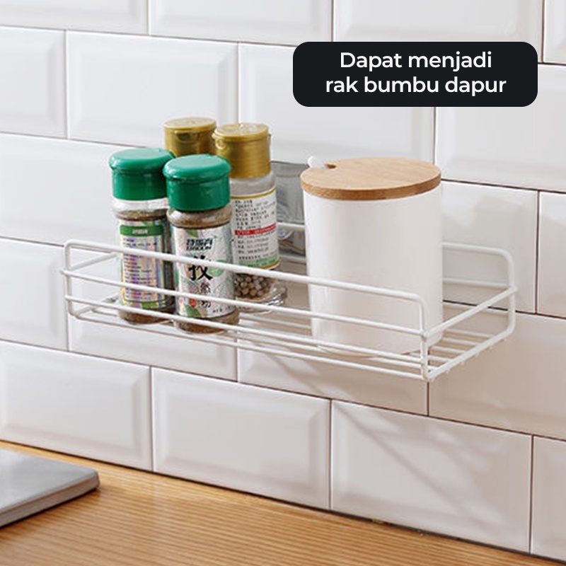 KNY Rak Bumbu Tempel Dinding putih  Rak dapur serbaguna rak persegi putih