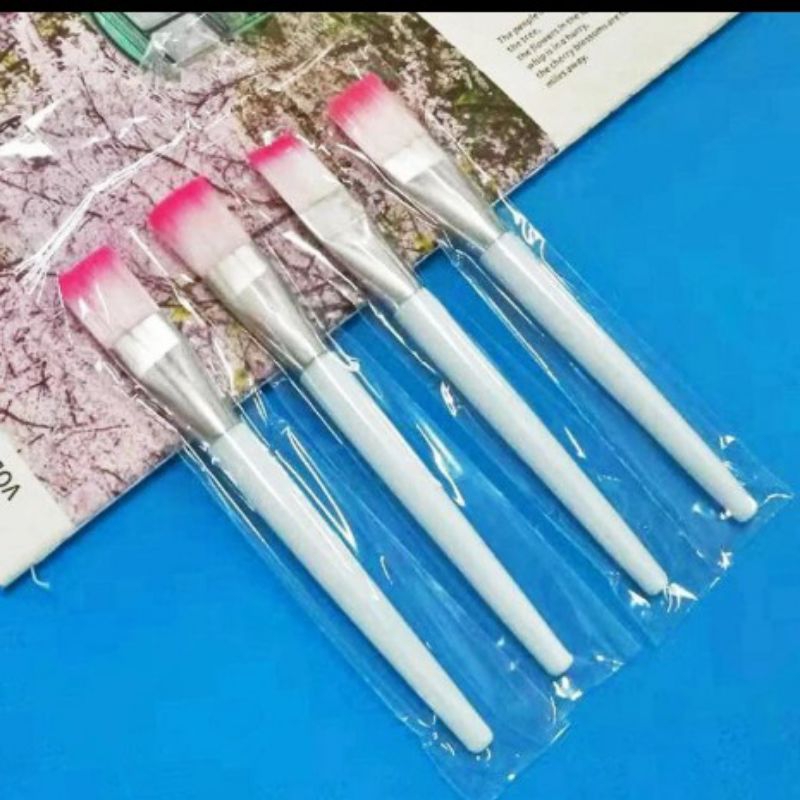(RIJECT) Kuas Make Up Bulu Pink Putih Bening Brush Masker Alat Kosmetik Transparan Tools