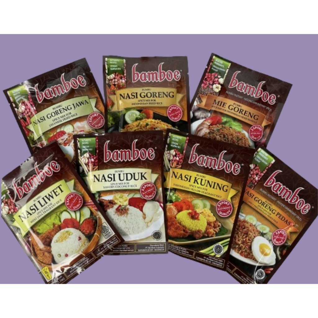 

Bamboe EXPORT QUALITY Bumbu Masak Instan Seri Nasi [Liwet, Uduk, Kuning, Goreng, Mie Goreng, Nasi Goreng Pedas] HALAL