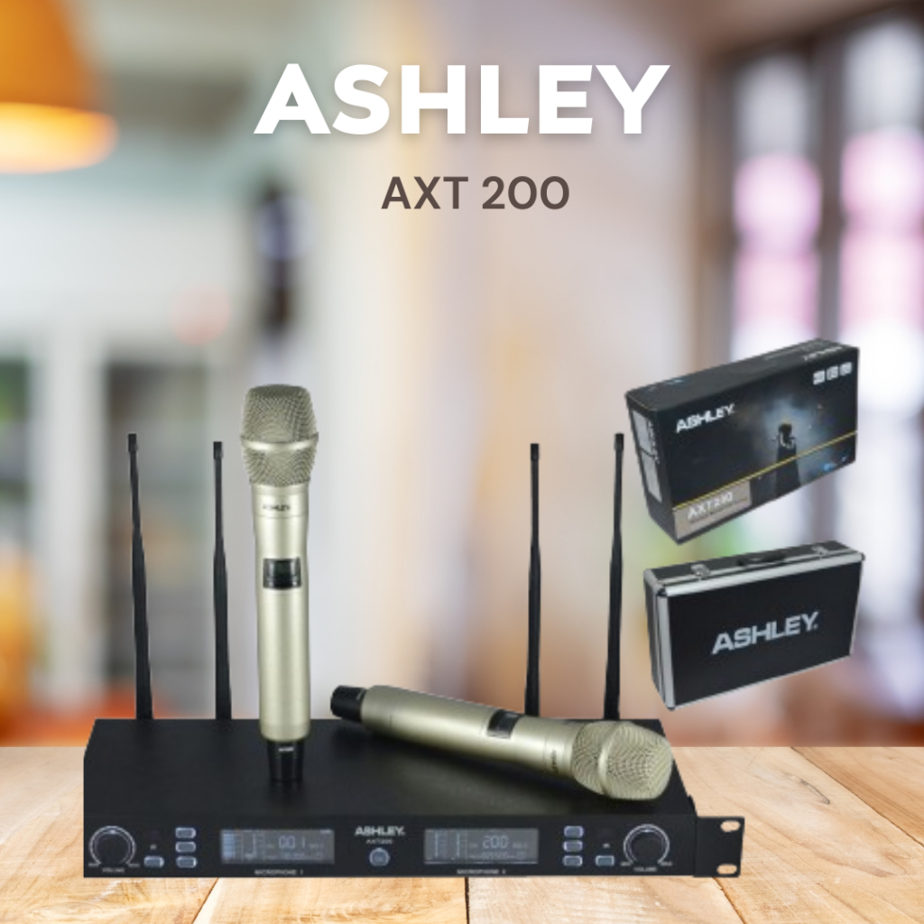MIC WIRELESS ASHLEY AXT 200 / AXT-200 / AXT200 HANDHELD DIGITAL UHF FREQUENCY GARANSI RESMI ASHLEY