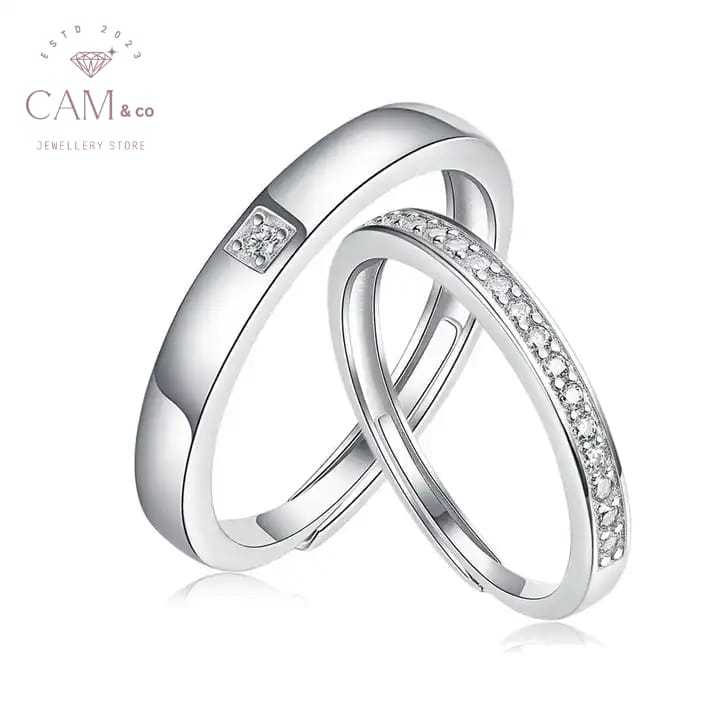 Cincin Couple You&Me Ring Engagement  Wedding Ring Rhodium White Gold Plated