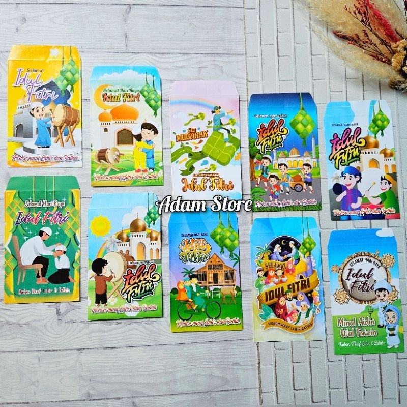 

Amplop ampau lebaran Kartun Anak Muslim seri K ( glosy ) isi 100 lembar mix 10 gambar