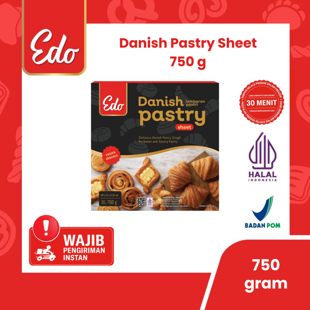 

Edo Danish Pastry Sheet (Kulit Pastry) 750 Gr