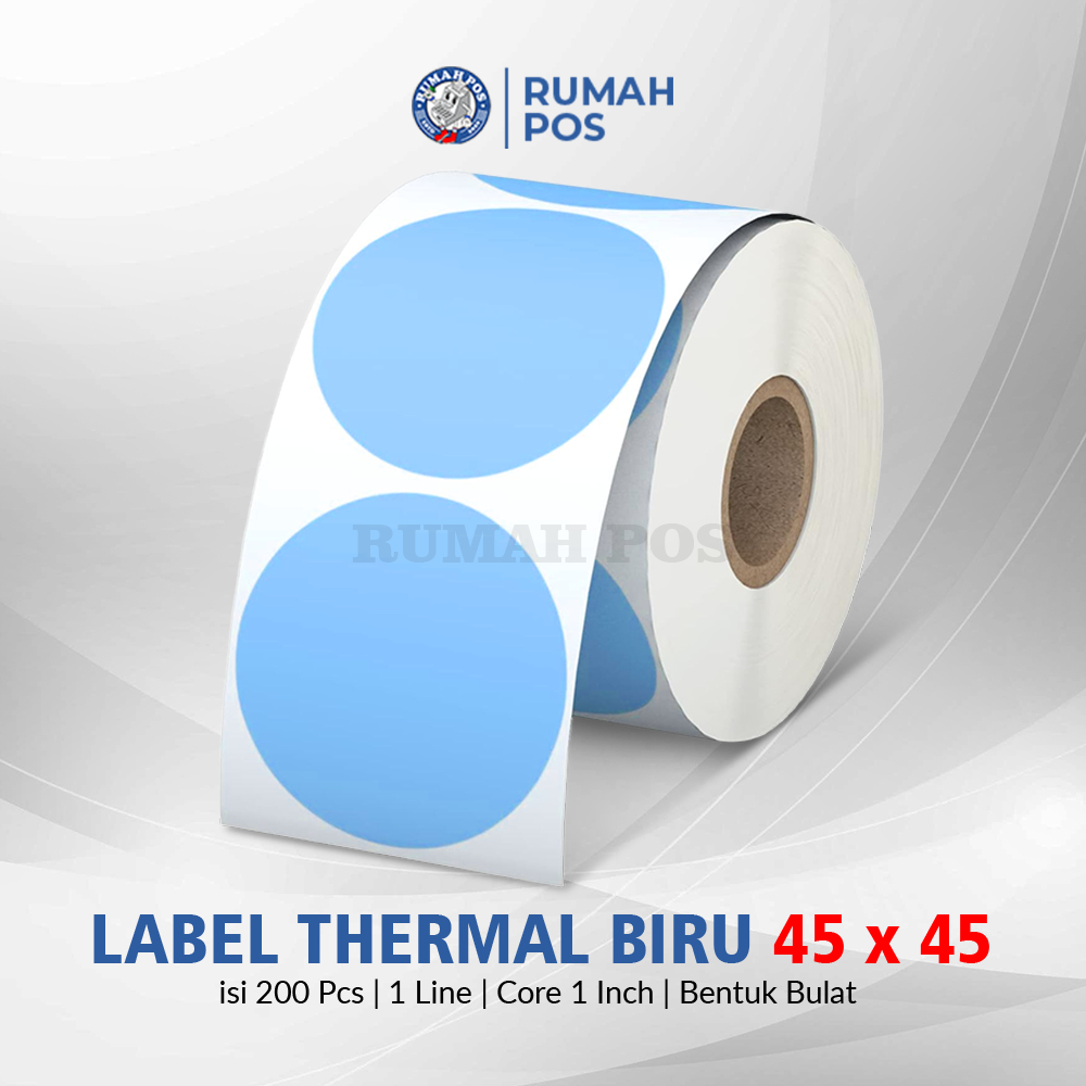 

Label Thermal Bulat 45 x 45 Stiker 45x45 mm Warna Biru isi 200 Pcs