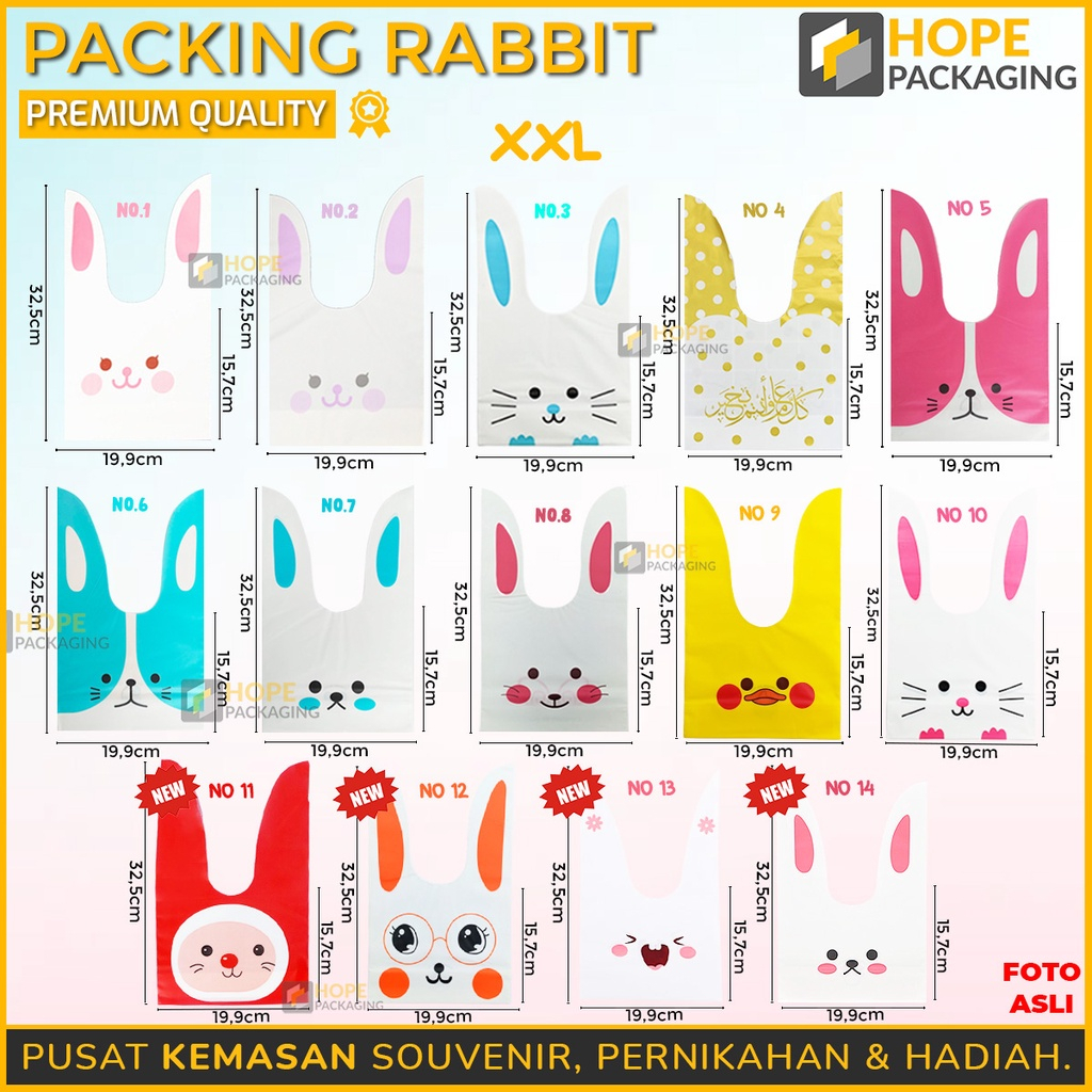 

[5 PCS] Packing Rabbit Ear Uk. XXL Plastik Cookies Kemasan Kue Natal / Tahun baru Lucu Packaging Bunny Rabbit