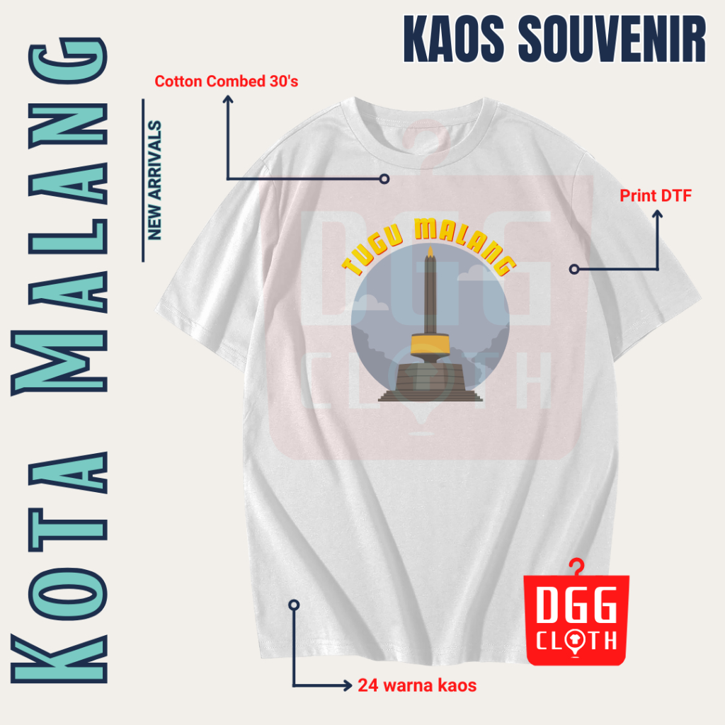 DGGClothing Kaos Oleh-Oleh Kota Malang Tshirt Baju Souvenir Indonesia Terbaru Dewasa Anak Banyak Var