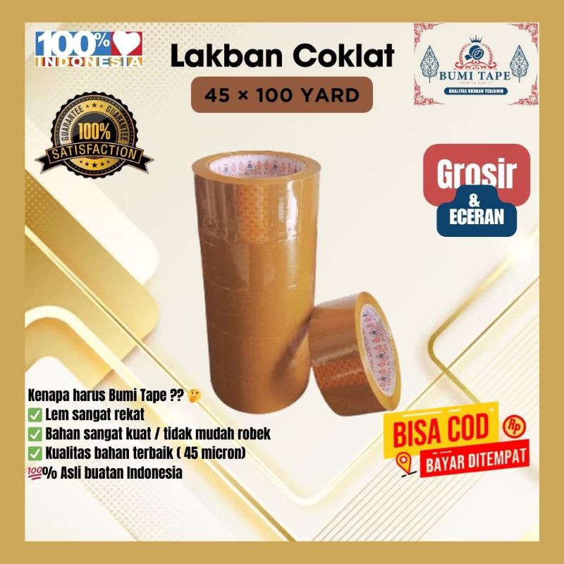 

LAKBAN TAPE COKLAT COKELAT 45 × 100 YARD 1 SLOP / 6 PCS PACKING SOLASI ISOLASI SELOTIP SOLATIP PAKET TEBAL MURAH KUAT DISKON SIZE UKURAN TRANSPARAN MURCE ASLI ORIGINAL GRATIS ONGKIR BISA DIJUAL GROSIR ATAU ECERAN 100% INDONESIA BUMI TAPE VIRAL ANTI ROBEK