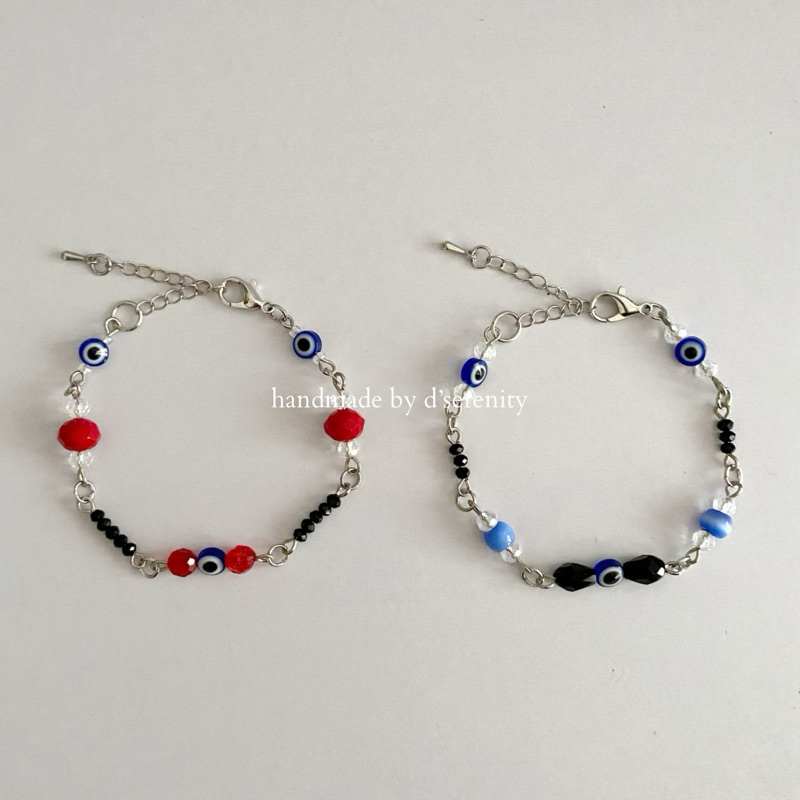 Handmade Bracelet • Evil Eye | Gelang Handmade - Evil Eye Bracelet • Gelang Evil Eye Biru Merah