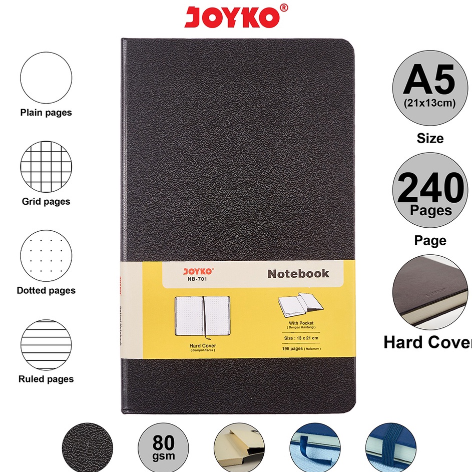 

COD NEWPRODUCT JOYKO NOTEBOOK DIARY A5 HARD COVER BUKU CATATAN JURNAL A5 JOYKO AGENDA KECIL GARIS KOTAK POLOS TITIK NB71 NB72 NB73