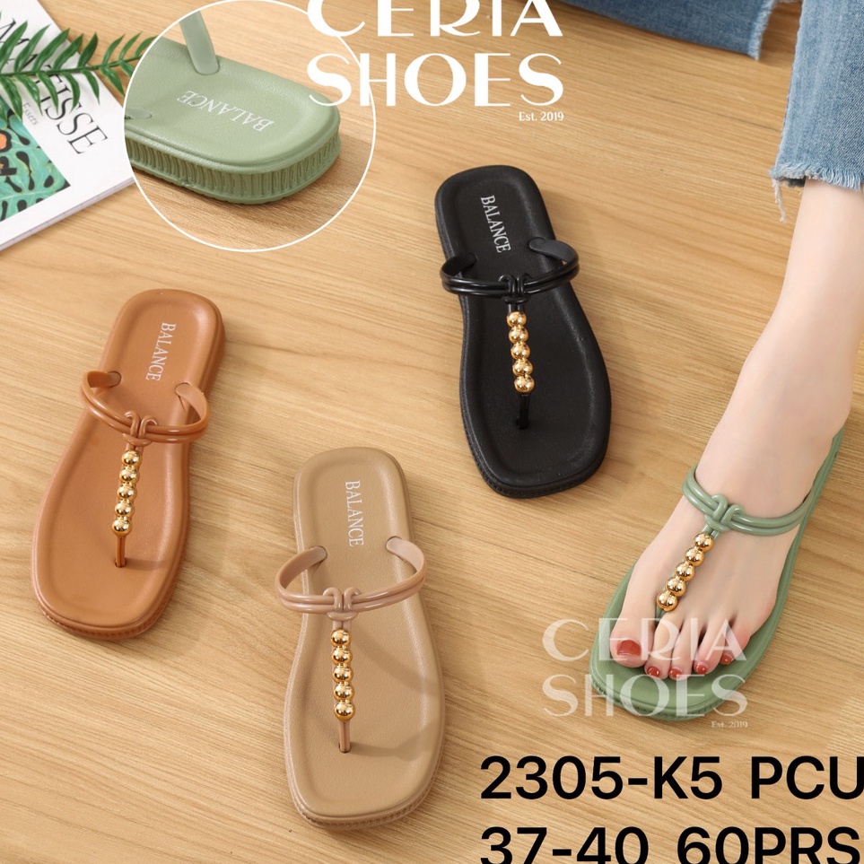 ART O96W Sandal Jepit Wanita Karet Jelly Import Model Tali T Thong Mutiara Bahan Rubber Ringan Elast