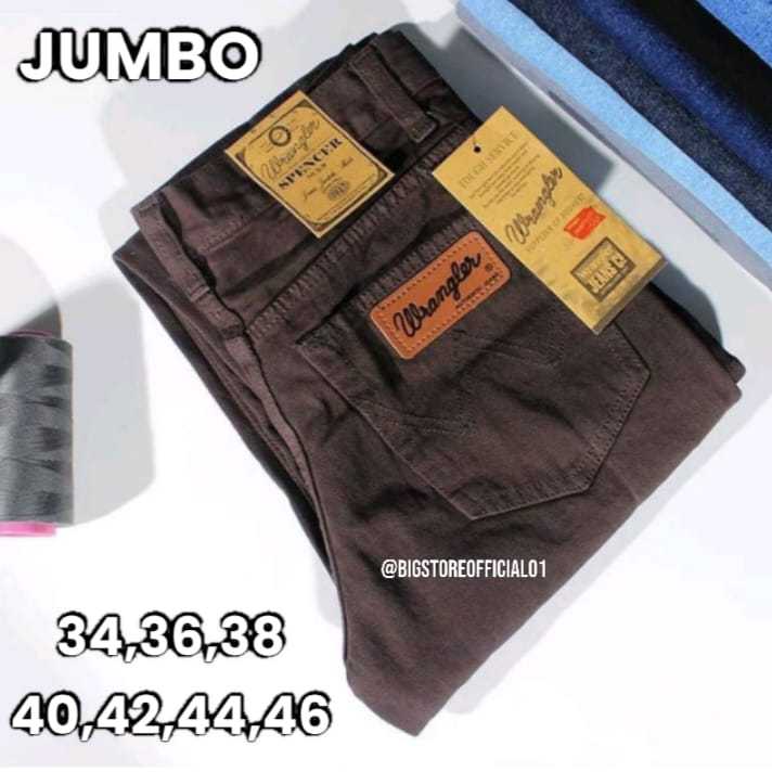 SUPER JUMBO - CELANA JEANS PRIA WRANGLER STANDAR WARNA HITAM GARMENT ABU COKLAT UKURAN 34 36 38 40 4