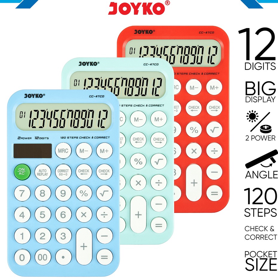 

1111 Calculator Kalkulator Joyko CC47CO 12 Digits Check Correct