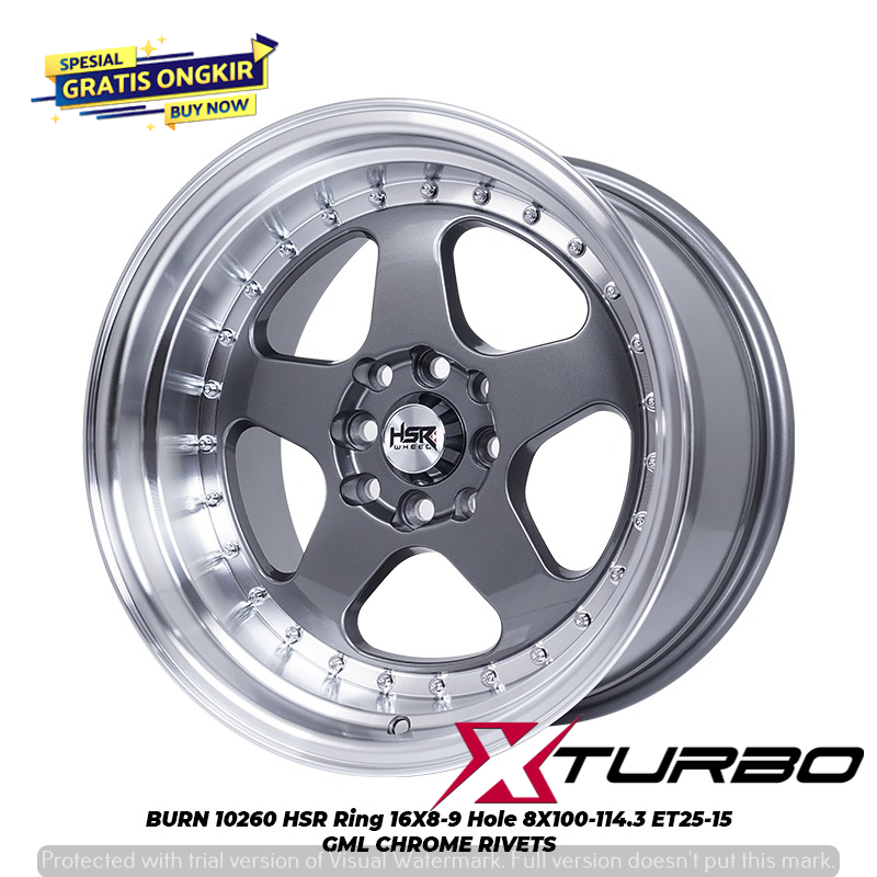 PELEK CELONG HSR BURN RING 16 GREY CHROME - JAZZ BRIO AGYA YARIS RAIZE ROCKY