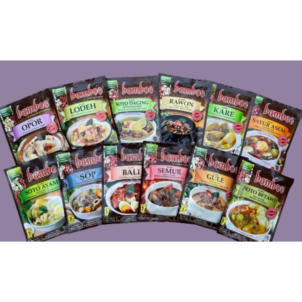 

Bamboe EXPORT QUALITY Bumbu Masak Instan Seri MASAKAN HARIAN 1 [Opor, Lodeh, Soto Daging, Rawon, Kare, Sayur Asem]