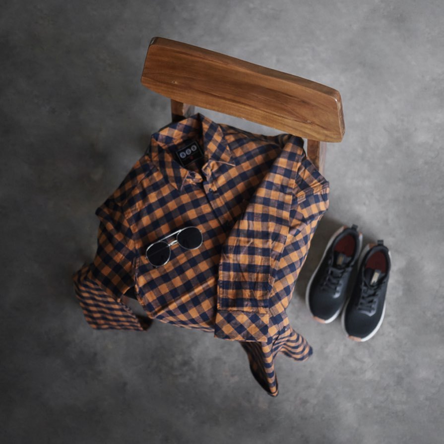 RGB Clothing Company Kemeja Flannel Pria Lengan Panjang Oranye Tua RHMJ 1101330