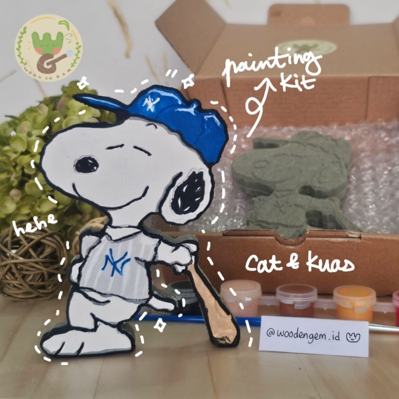 

Wood Character Painting Melukis Mainan Anak Hampers Souvenir Kayu Karakter Snoopy Baseball Kartun