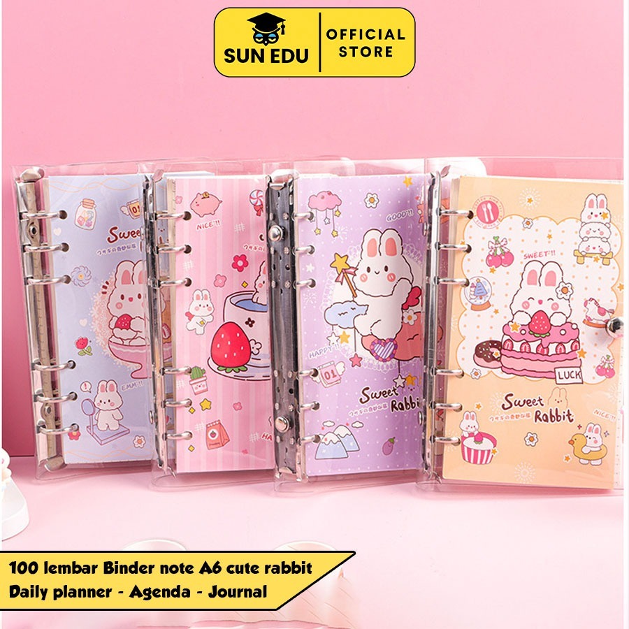 

100 lembar Binder note A6 cute rabbit/ Daily planner/ Agenda/ Journal