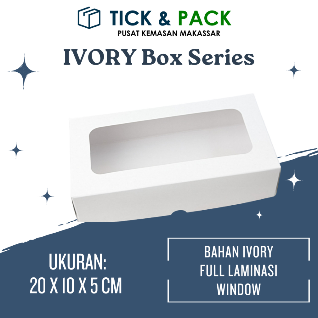 

[ Isi 10 ] Dus Ivory 20 x 10 x 5 Laminasi + Jendela Dus Kue Kemasan Kue Packaging Box Kardus