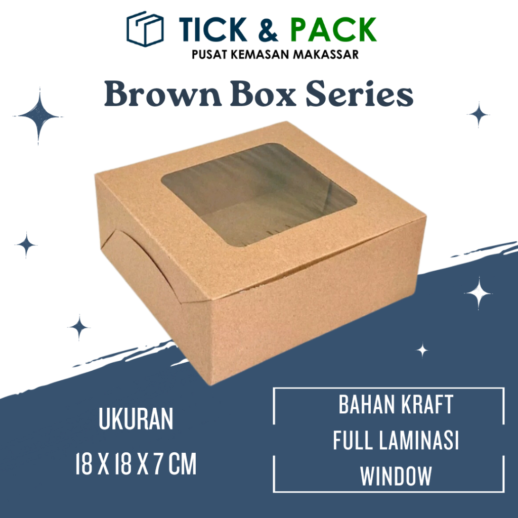 

[ Isi 10 ] Dus Kraft Box 18 x 18 x 7 Laminasi + Jendela Kemasan Kue Dus Kue Packaging Kardus