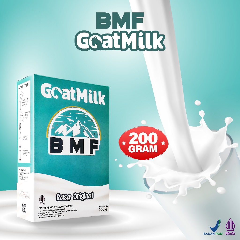 

Susu Goat Milk BMF Susu Kambing Etawak Rasa Original Goatmilk Kemasan 200 Gram