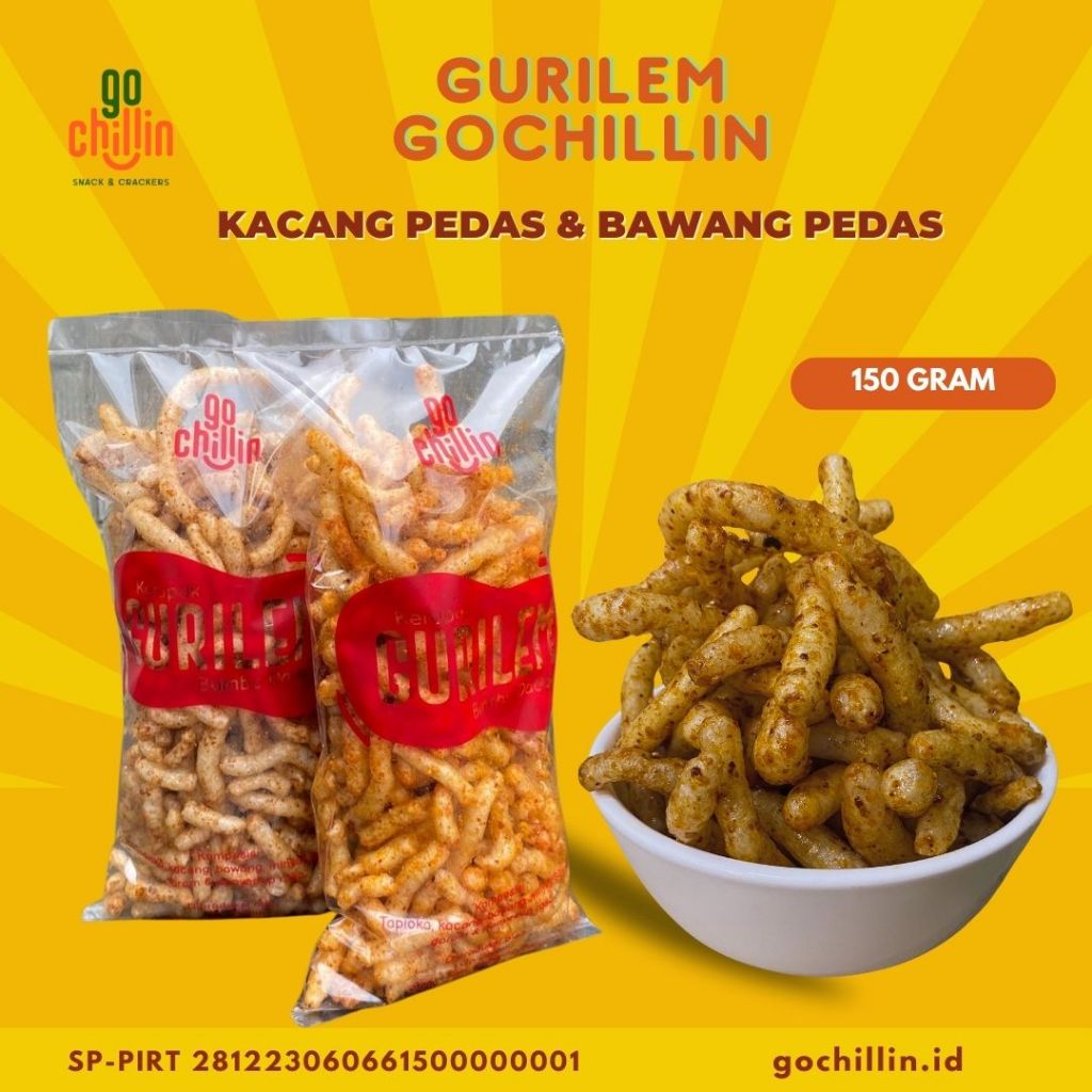 

Gochillin - Kerupuk Gurilem Ikan Asli Cililin Pedas Bawang Kacang Gurih Halal