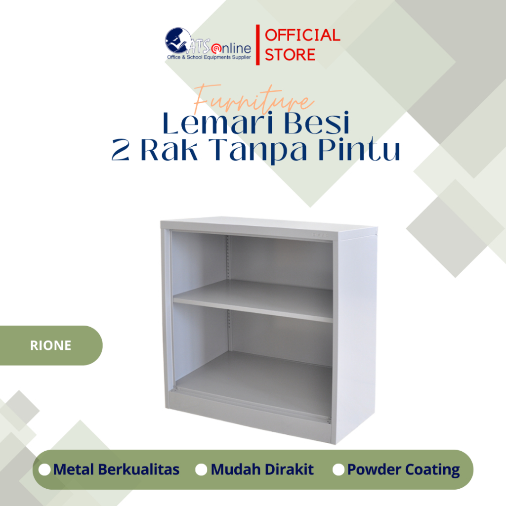RIONE Lemari Arsip Besi 2 Rak Tanpa Pintu AD024