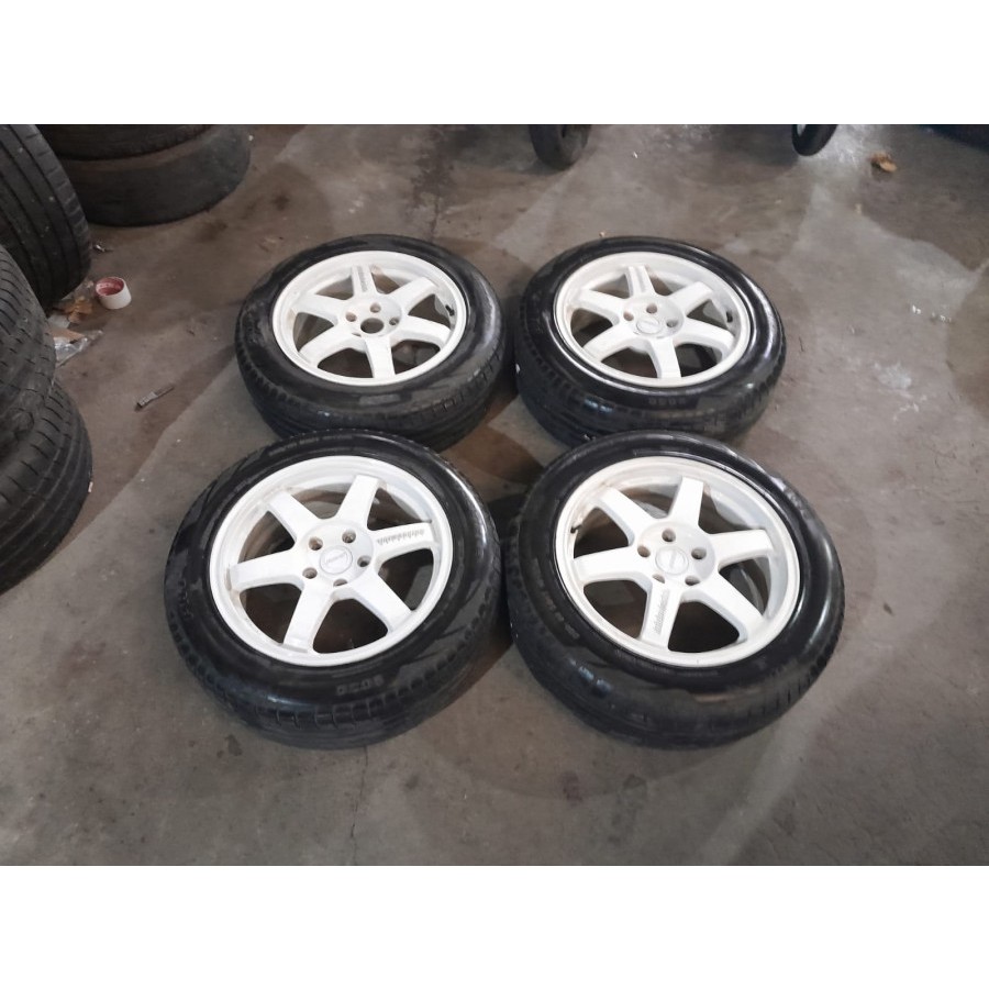 VELG MOBIL SEKEN TE37 RING 17 LEBAR 7,5 PCD 5X114 WHITE BAN ACCELERA 225 55 R17 BUAT INOVA HRV JUKE