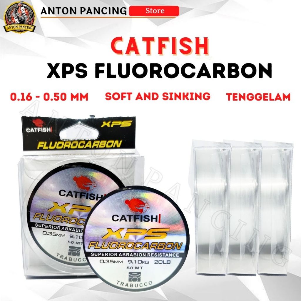 Senar Pancing Catfish XPS Flourocarbon Senar Pancing Leader 10lb s/d 80lb 50 Kuat Murah