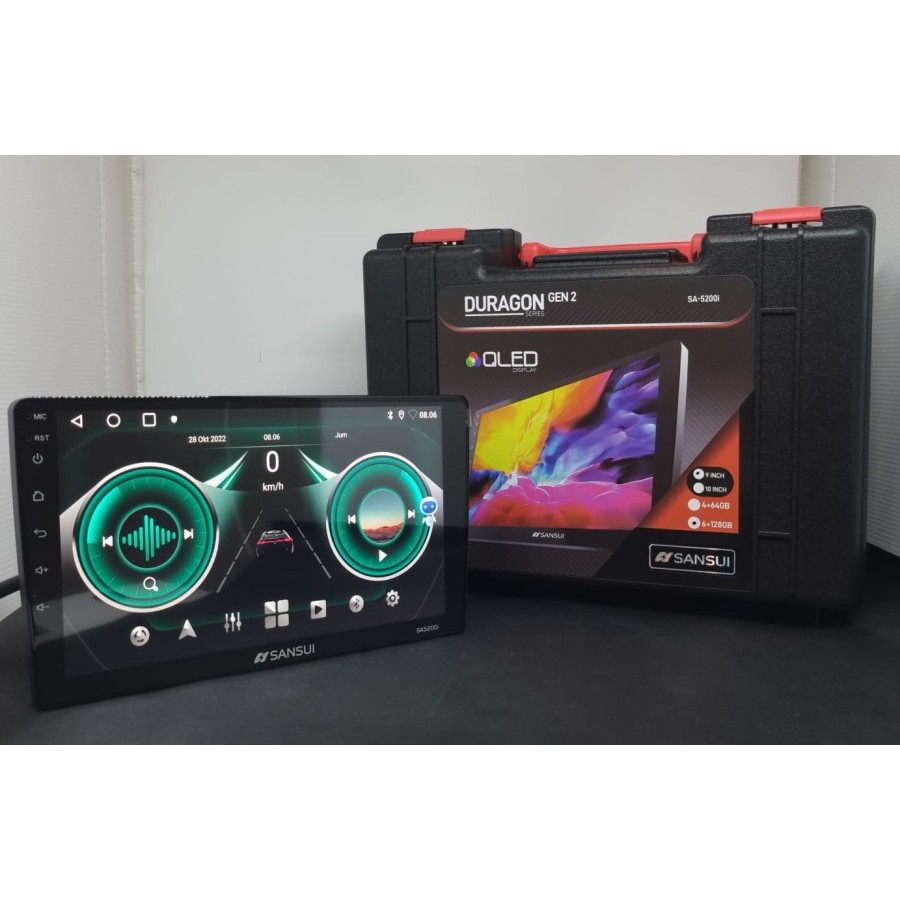 Head Unit Android Sansui Duragon G2 QLED 9 inch Dan 10 inch RAM 4/64GB