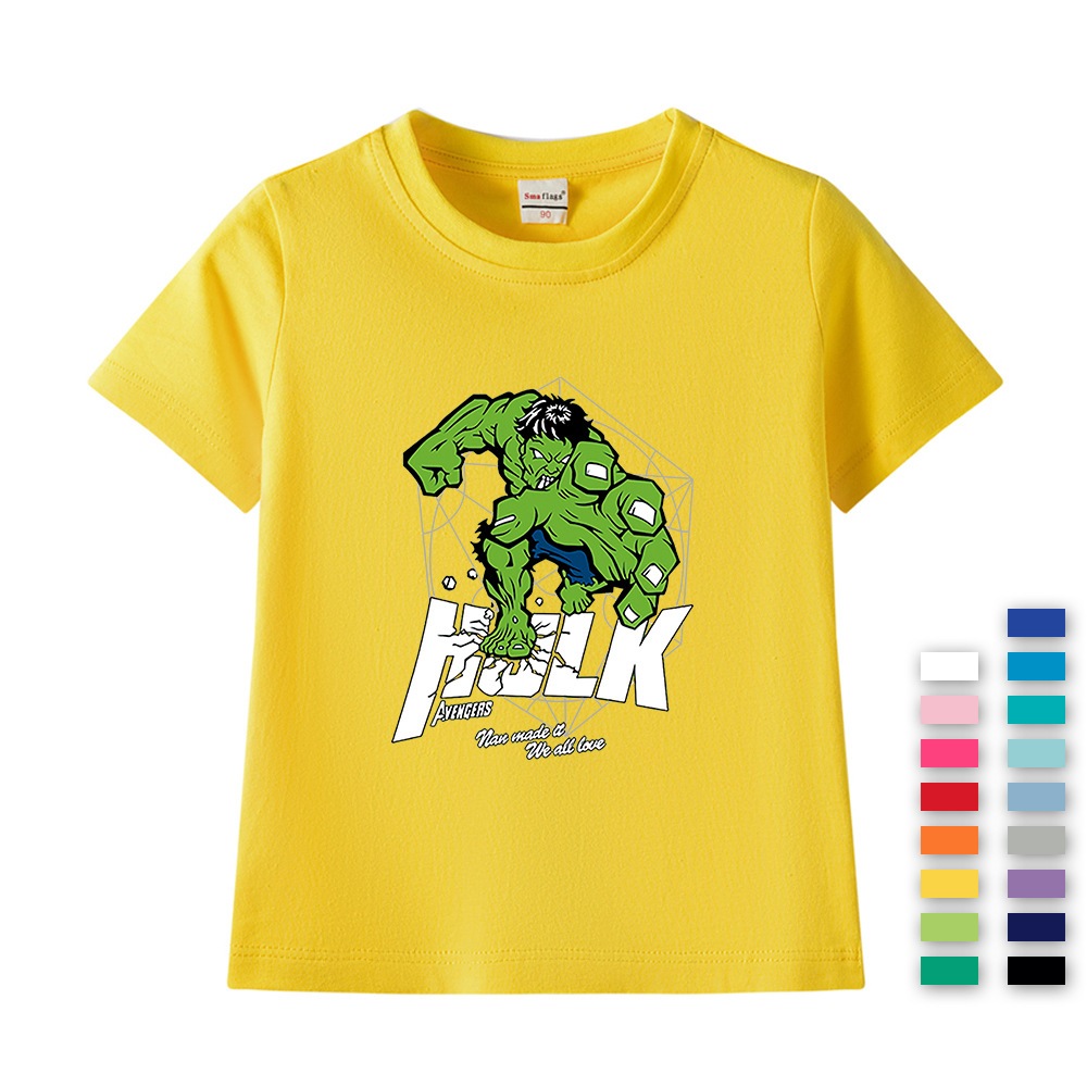 T-shirt fashion pakaian atasan lengan pendek motif hulk baju kaos anak-anak perempuan/laki-laki/unis