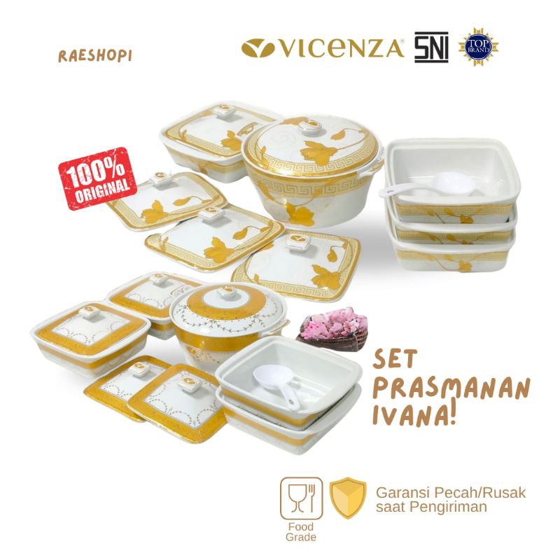 Vicenza Set Prasmanan Ivana motif Padi/Lily/Ayana/Mawar/Melati/Eternity/Gemini/Pink/Putih/Hitam S89/