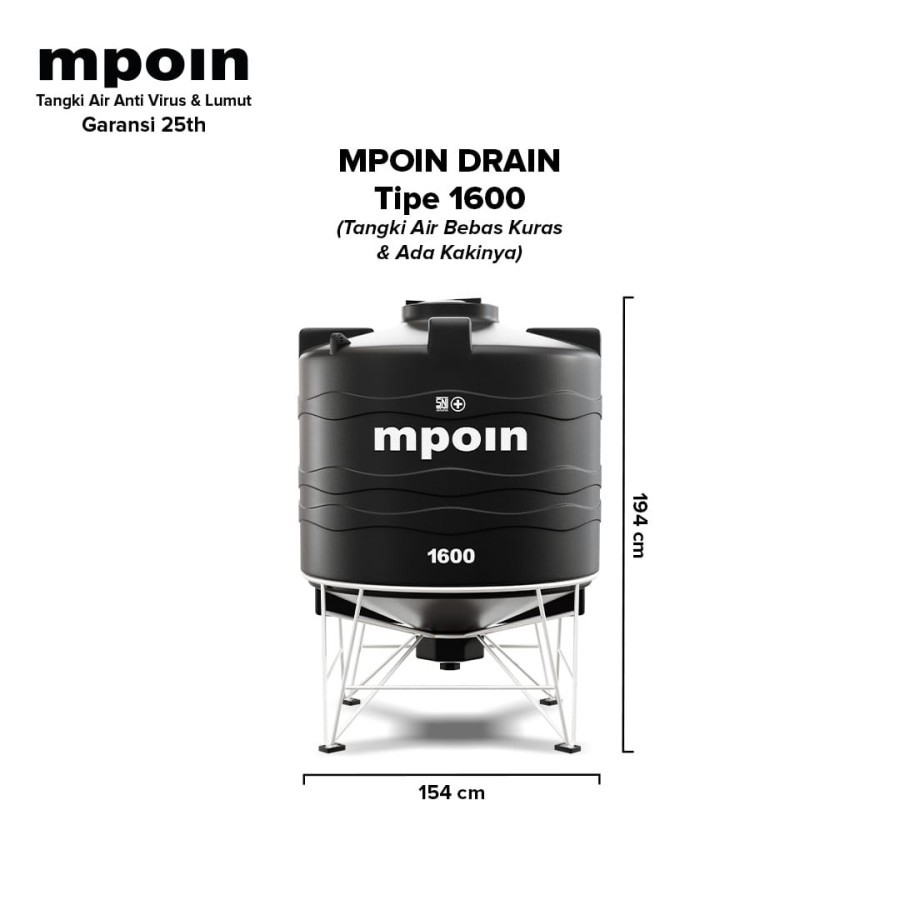 MPOIN DRAIN ( 1600 Liter ) TANGKI TOREN AIR