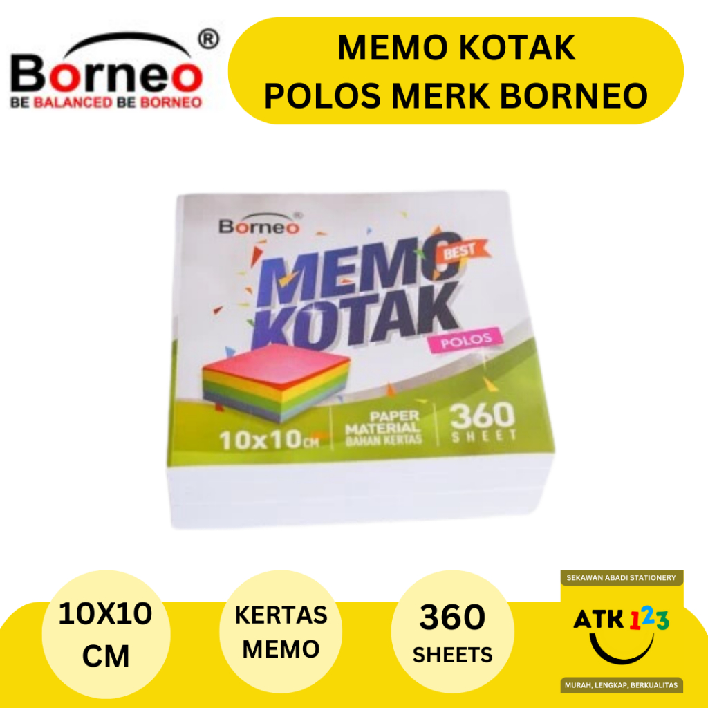 

Memo Kertas Kotak Polos merk Borneo 10x10cm 360 Sheets