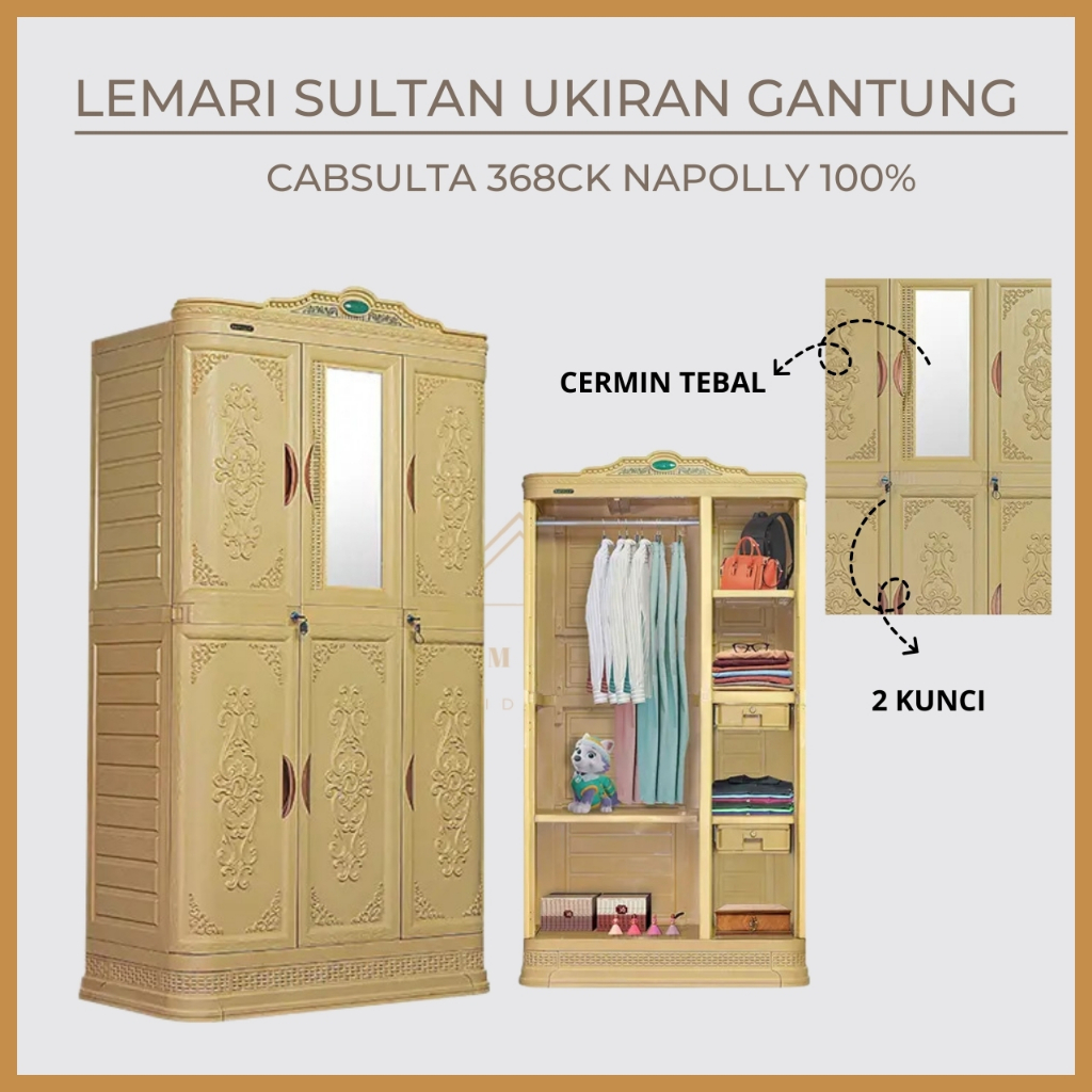LEMARI PLASTIK JUMBO GANTUNG SEKAT NAPOLLY I MOTIF ELEGAN MEWAH I LEMARI SULTAN JUMBO NAPOLLY CABSUL