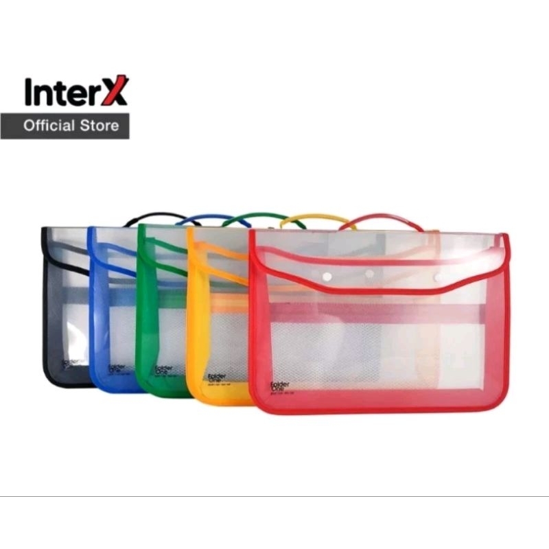 

map plastik kancing 2 jaring folio Zipper school bag/map tenteng sekolah