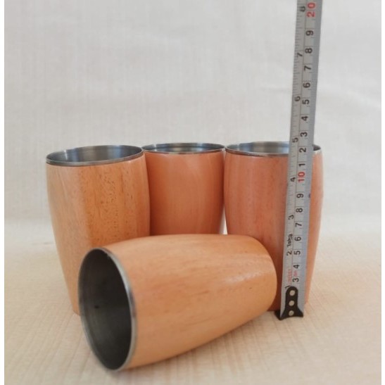 Gelas kayu stainless / Gelas kayu cup stainless / Gelas Stainless tinggi dalam kayu mahoni / Gelas M
