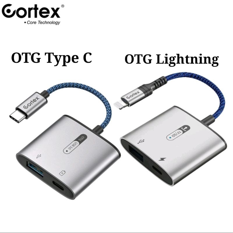 Cortex MH366 / MH356 OTG Type C/Lightning to USB 3.0 + Charging 2in1 Adapter