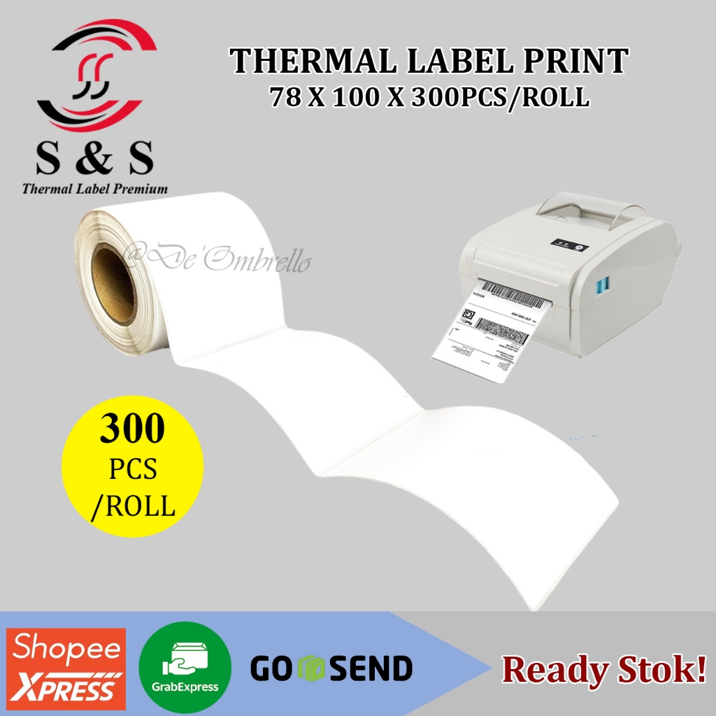 

[300pcs] Thermal Label Stiker 78 x 100 x 300 pcs/roll Premium Quality/Kertas Label/Kertas Sticker