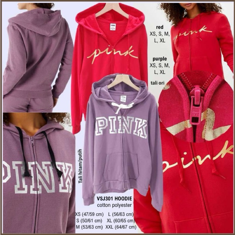 Jaket Hoodie Wanita Branded PINK by Victoria Secret Original