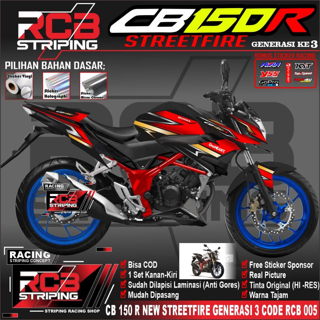 STRIPING CB150R V3 - STIKER CB150R NEW V3 TERBARU STRIPING CB150R V3 RCB 005