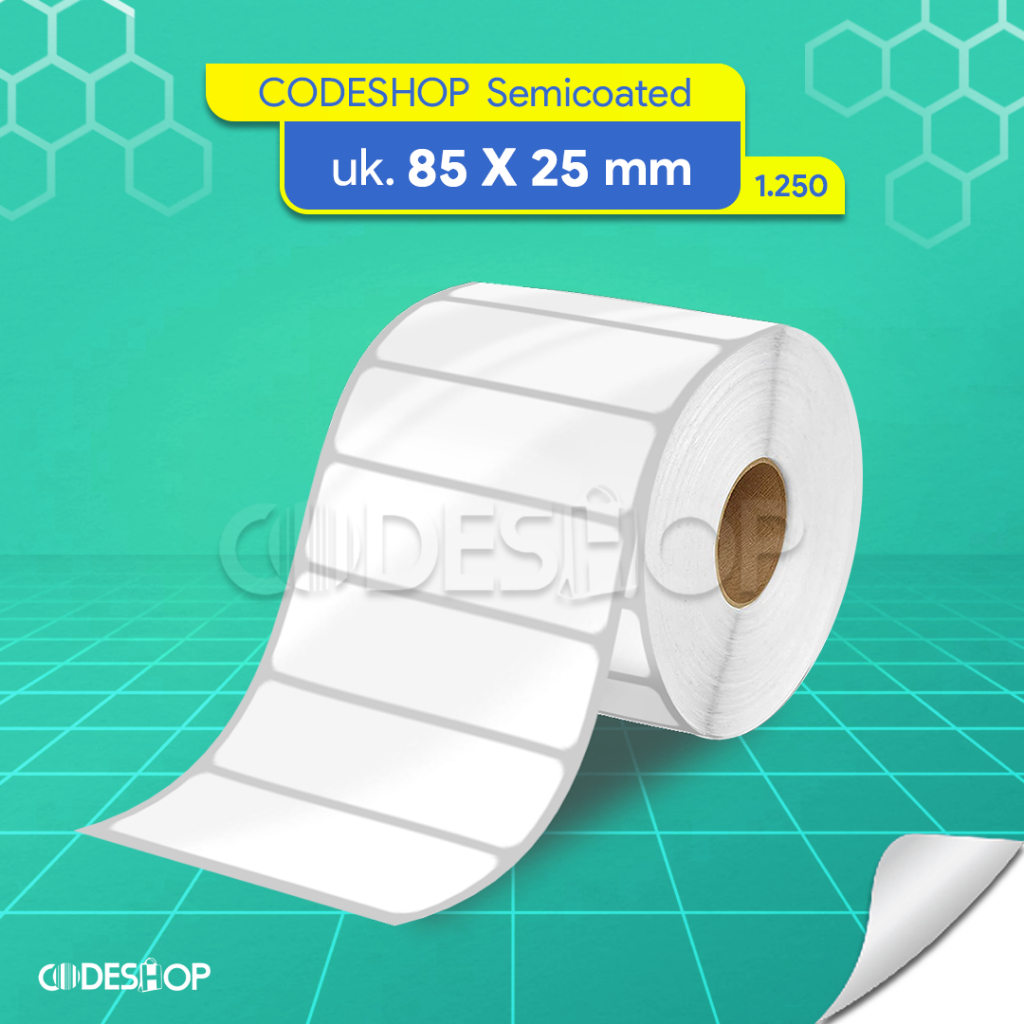 

Label Semicoated 85x25mm / 85x25 / 85 x 25 mm 1250 Pcs 1 Line