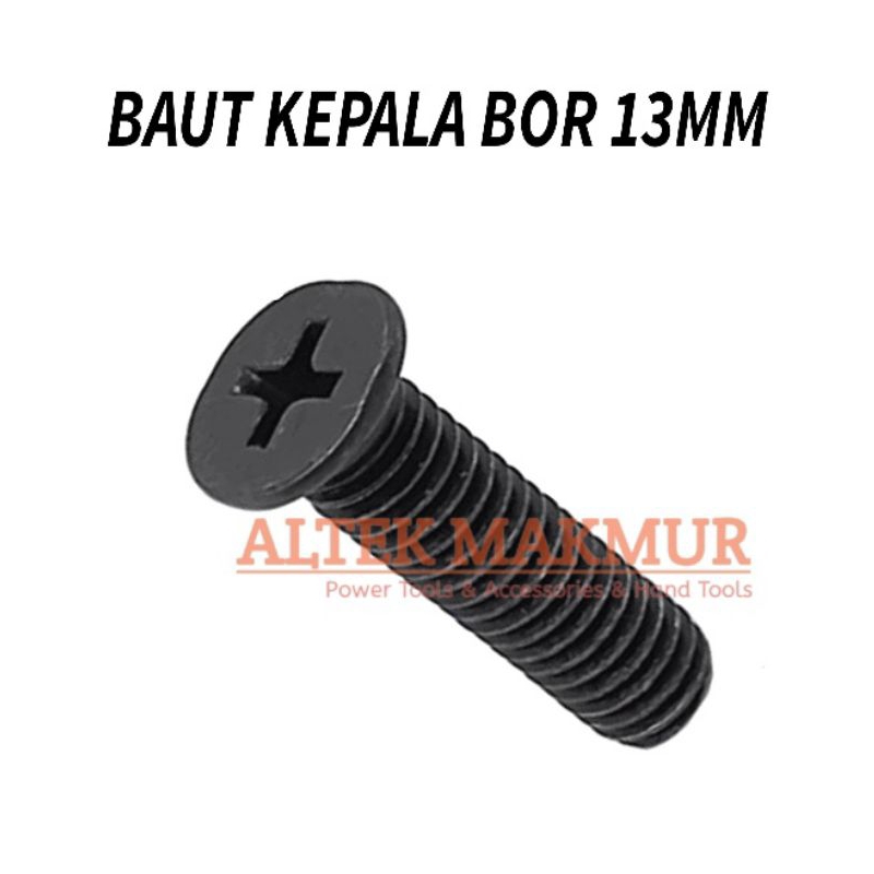 SPAREPART BAUT AS KEPALA BOR BAUT ULIR DRAT BALIK BOR LISTRIK BATERAI CORDLESS 13MM BAJA M6 SUKU CAD