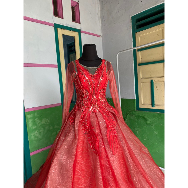 preloved gaun pengantin || pl gaun gown pengantin merah