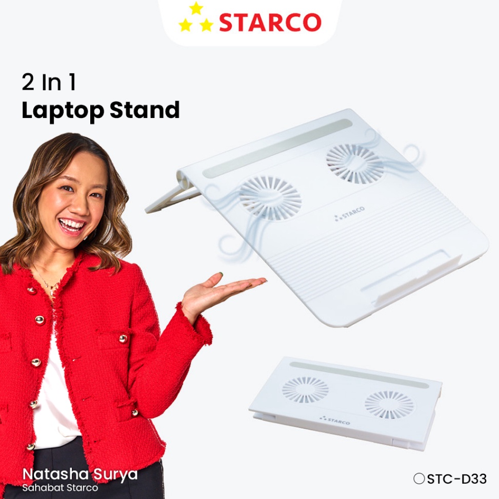Produk Terlaris Starco 2 in 1 Foldable Laptop Stand Double Cooling Fan Meja Laptop