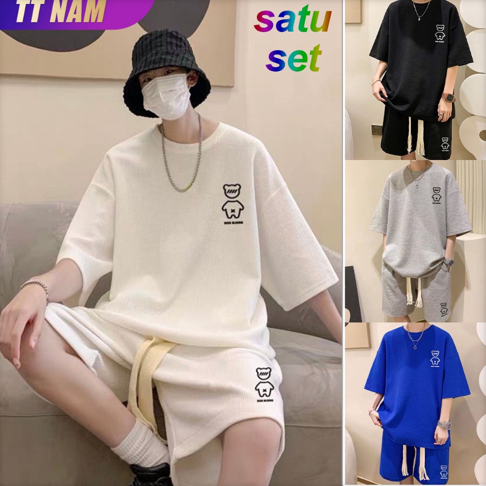 New Trend Kaos pria cantik Baju satu set pria setelan satu set pria baju Kaos oversize pria Baju set
