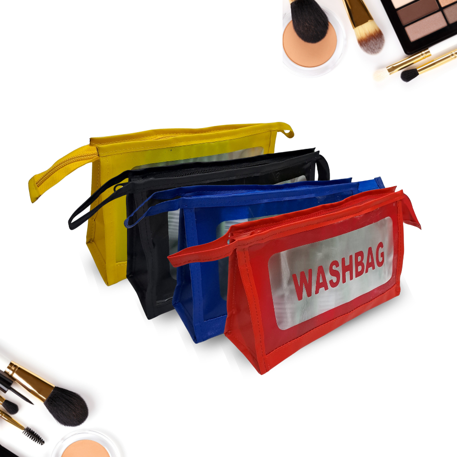 Pouch Washbag Segitiga Kotak Bening Wadah Sincare Make Up Sabun (CSM)