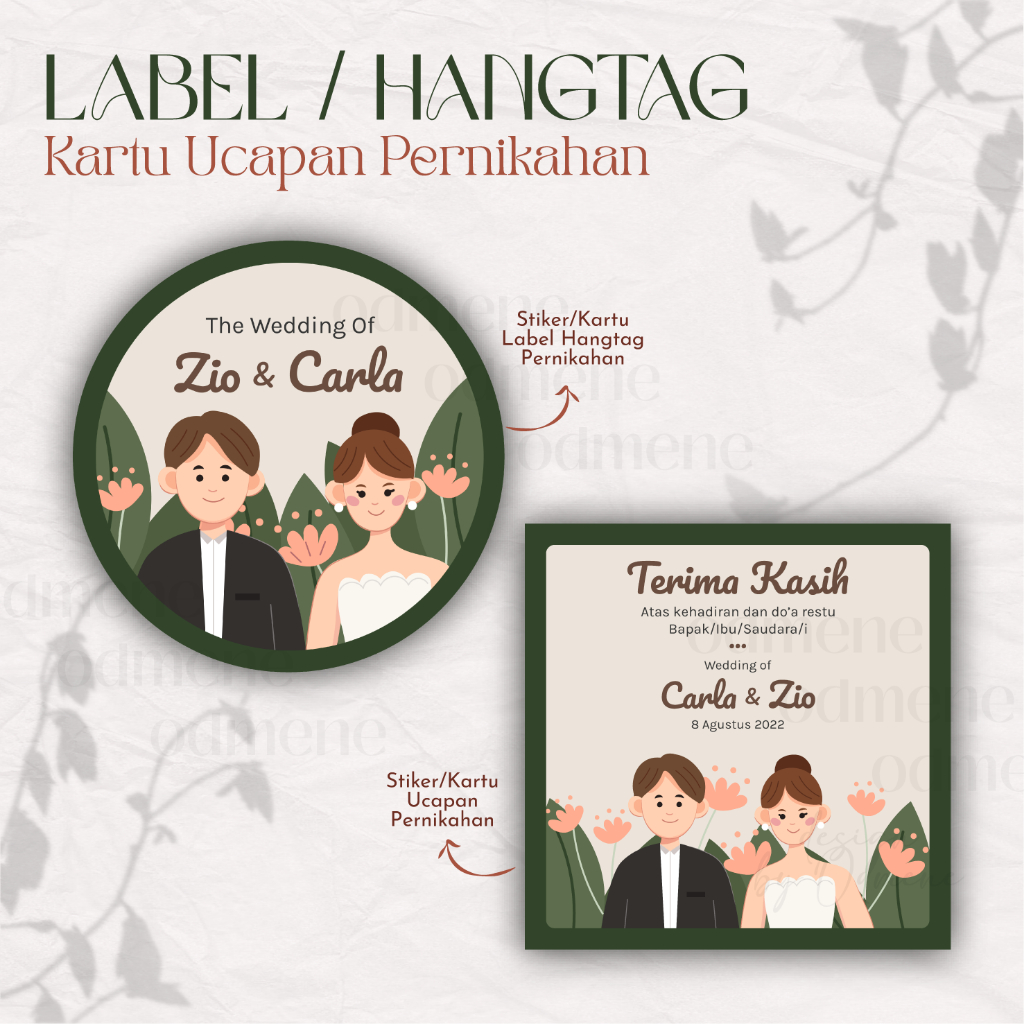 

Aesthetic Wedding Souvenir Card / Kartu Penukaran Souvenir / Kartu Souvenir / Wedding Thanks Card / Tag Souvenir by Odmene (Stiker & Non Stiker)