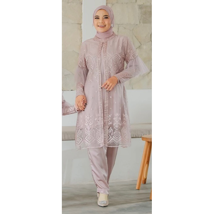 (Preloved) FAMILY SET - Lalita dusty pink izarabatik baju lebaran