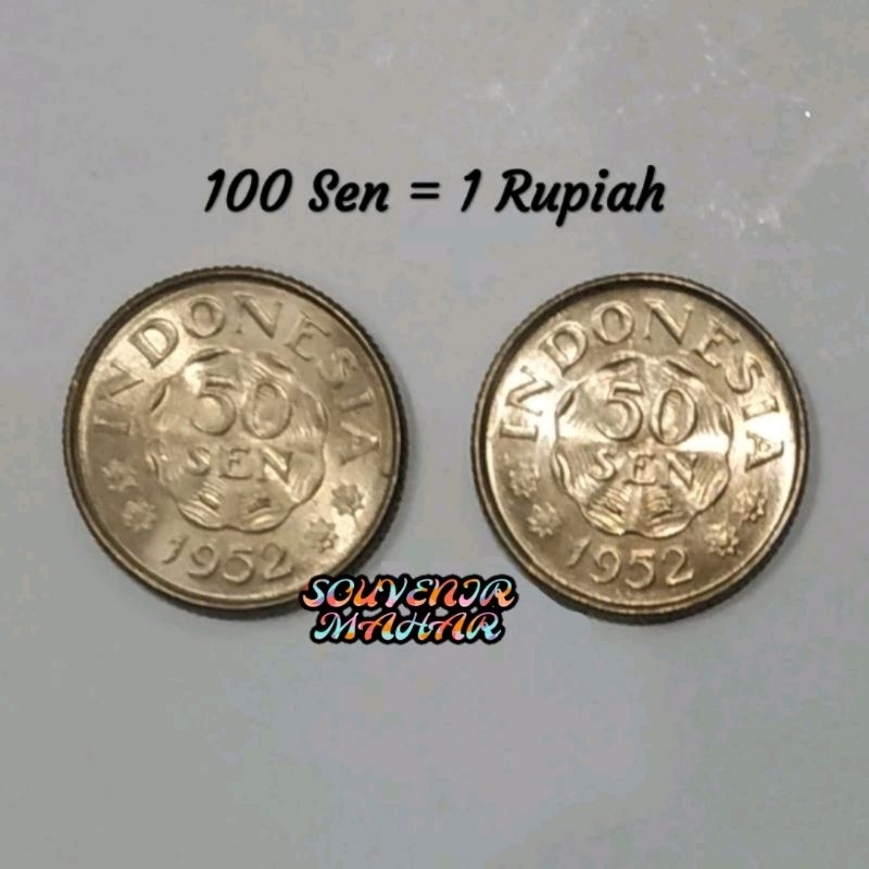 (1 RUPIAH/GRESS) Paket uang mahar 1 rupiah 50 sen 2 keping mahar nikah 24 23 rupiah 2024 2023 rupiah